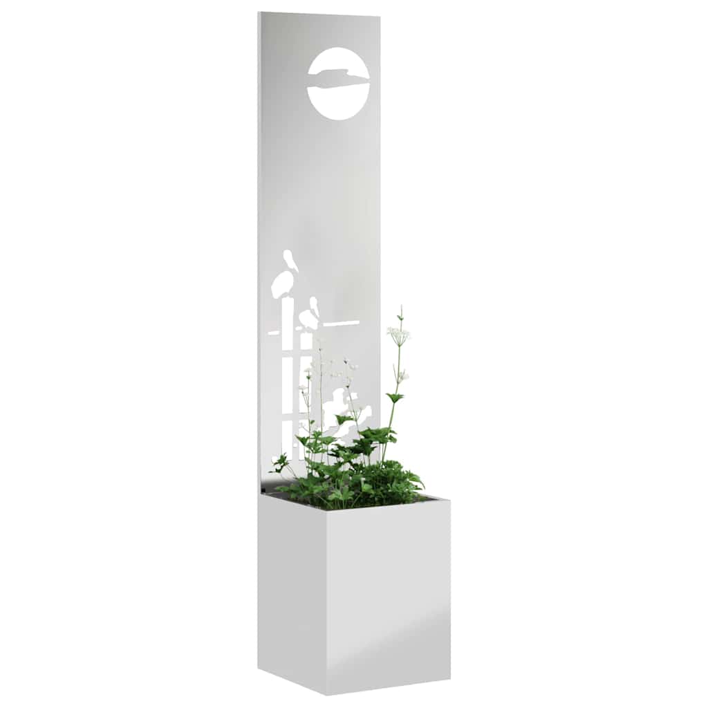 Vaso da Giardino con Pannello Decorativo Argento 32 x 140 cm