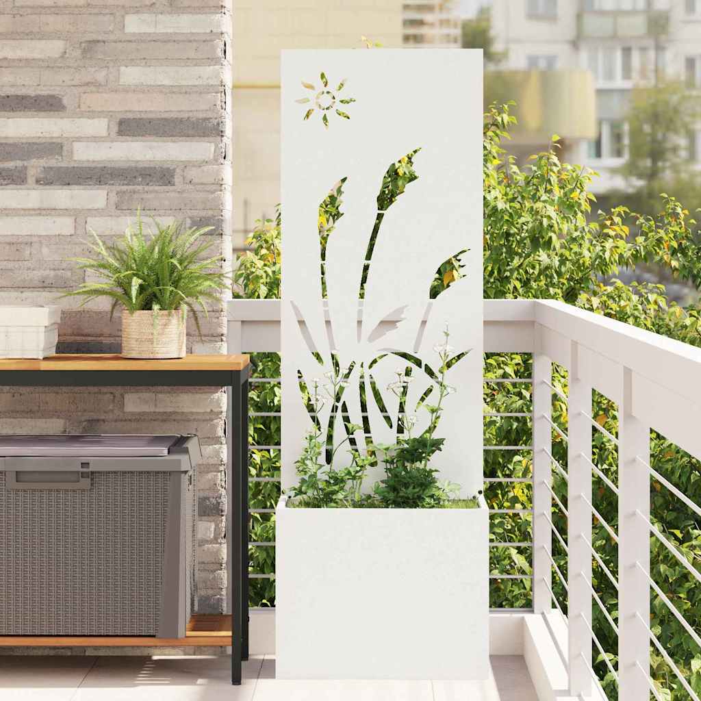 Vaso da Giardino con Pannello Decorativo Bianco 50 x 140 cm