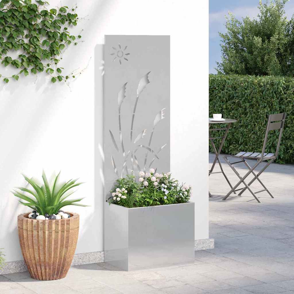 Vaso da Giardino con Pannello Decorativo Argento 50 x 140 cm