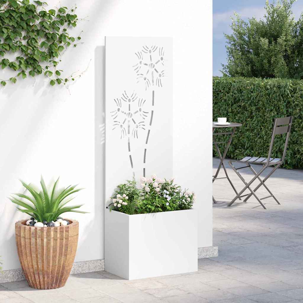 Vaso da Giardino con Pannello Decorativo Bianco 50 x 140 cm