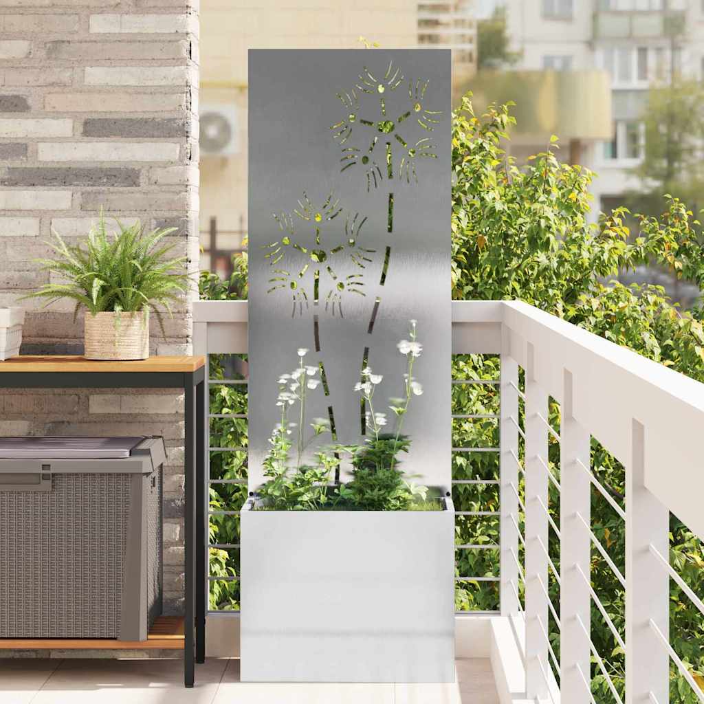 Vaso da Giardino con Pannello Decorativo Argento 50 x 140 cm