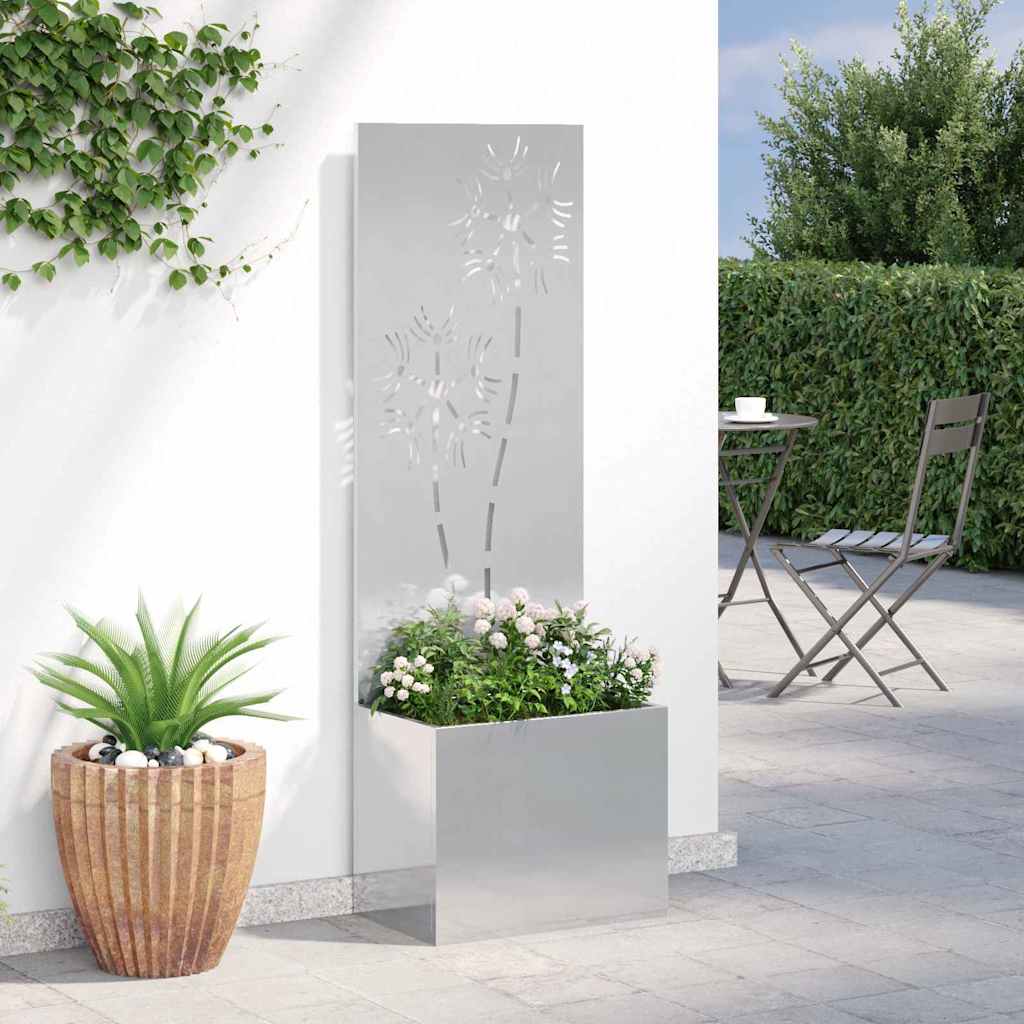 Vaso da Giardino con Pannello Decorativo Argento 50 x 140 cm