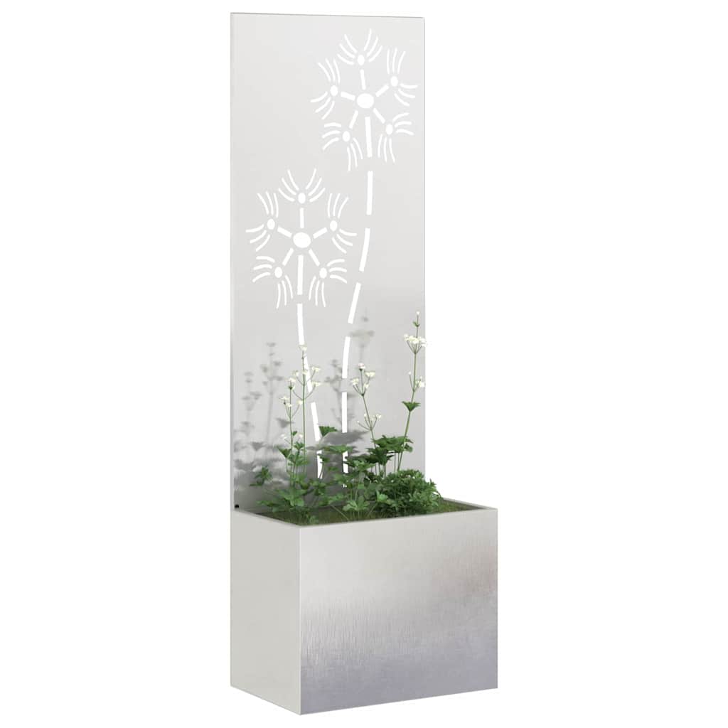 Vaso da Giardino con Pannello Decorativo Argento 50 x 140 cm