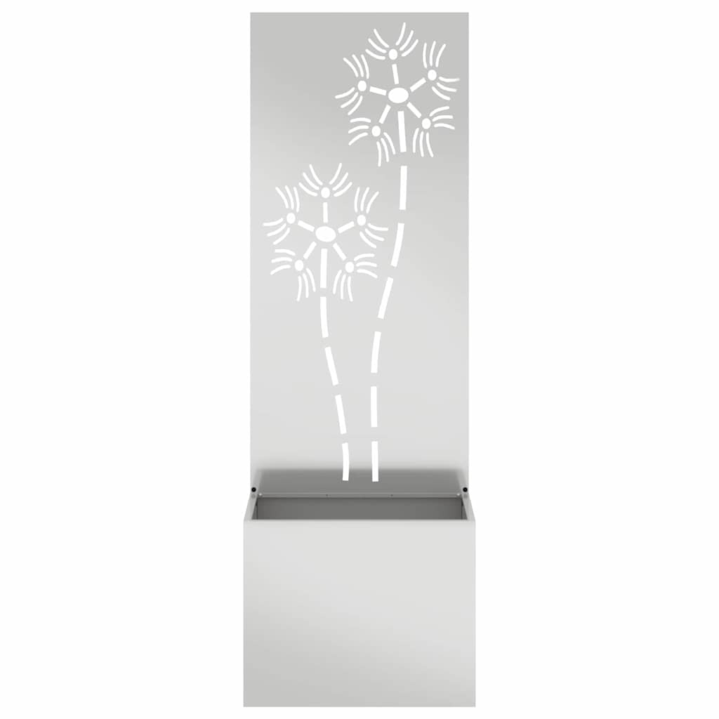 Vaso da Giardino con Pannello Decorativo Argento 50 x 140 cm