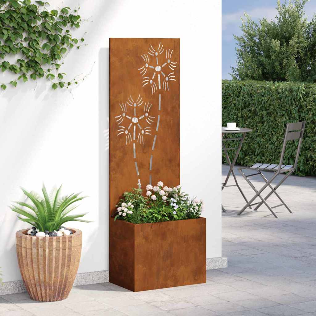 Vaso da Giardino con Pannello Decorativo Ruggine 50 x 140 cm
