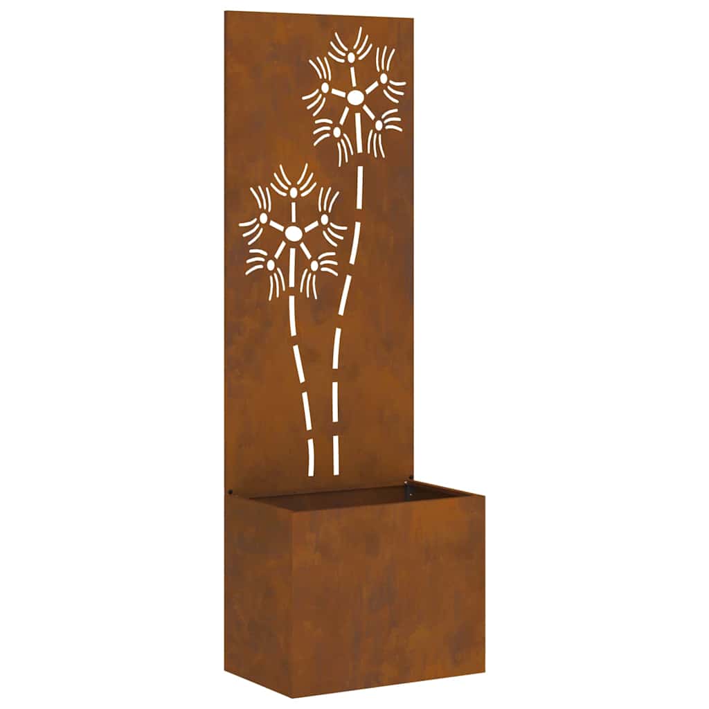 Vaso da Giardino con Pannello Decorativo Ruggine 50 x 140 cm