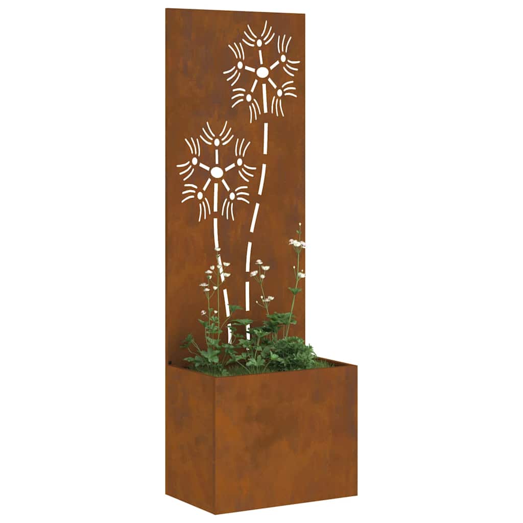 Vaso da Giardino con Pannello Decorativo Ruggine 50 x 140 cm