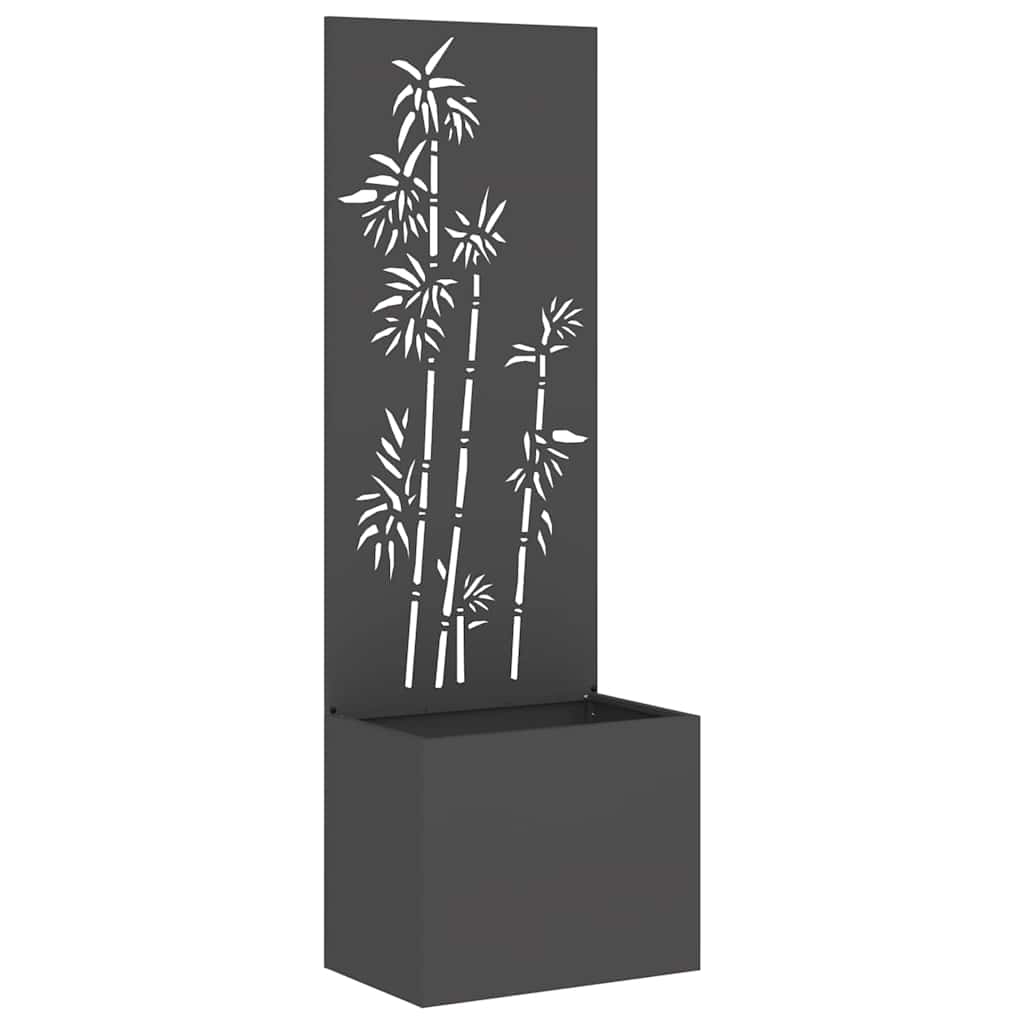 Vaso da Giardino con Pannello Decorativo Nero 50 x 140 cm