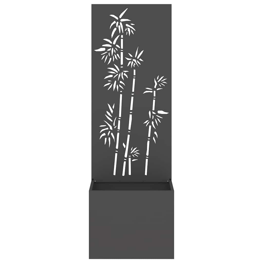 Vaso da Giardino con Pannello Decorativo Nero 50 x 140 cm