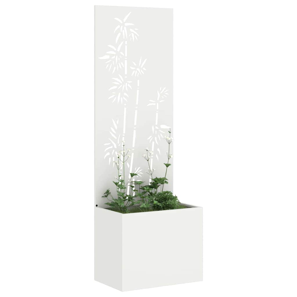 Vaso da Giardino con Pannello Decorativo Bianco 50 x 140 cm