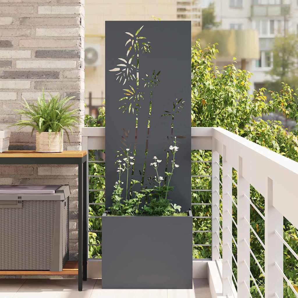 Vaso da Giardino con Pannello Decorativo Antracite 50 x 140 cm
