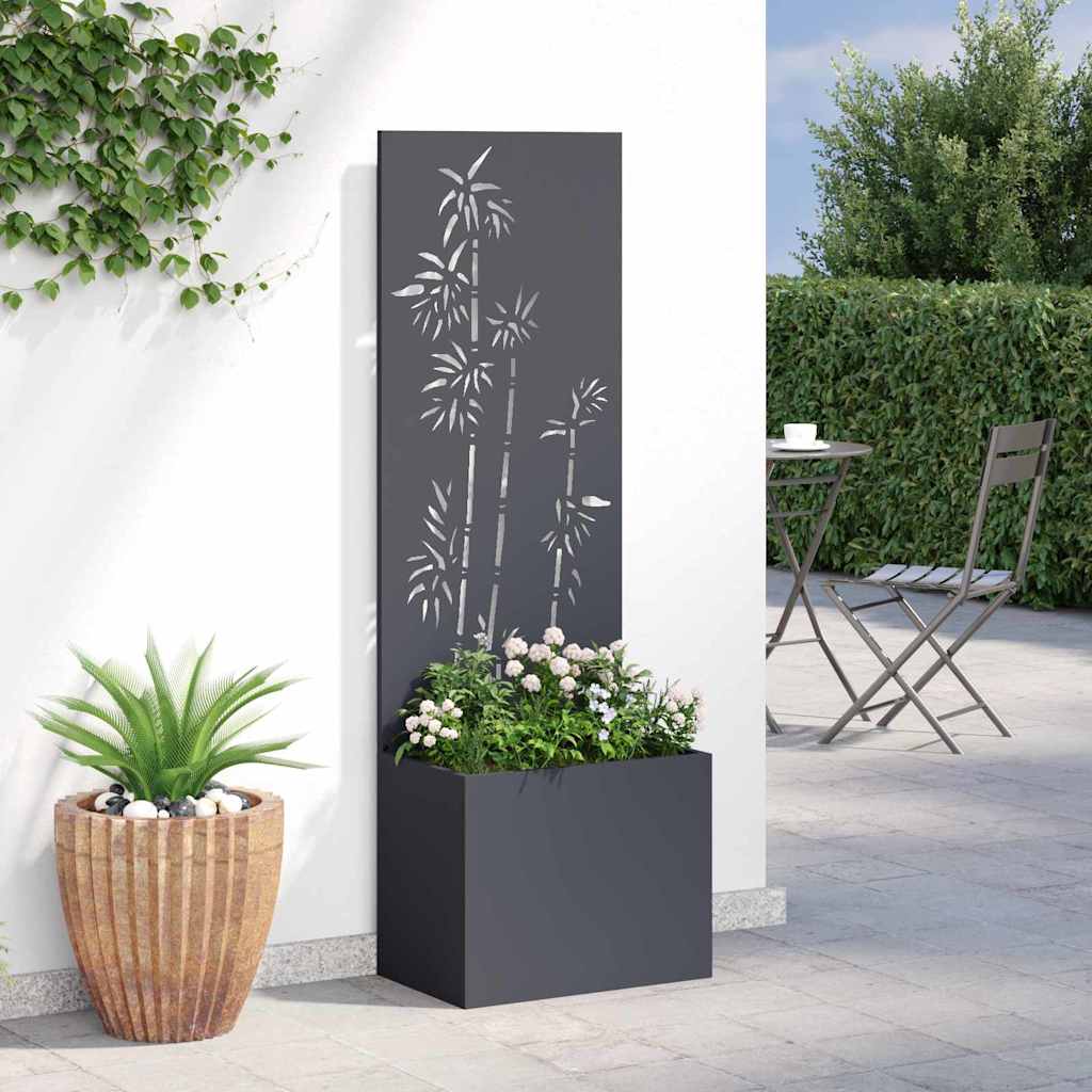 Vaso da Giardino con Pannello Decorativo Antracite 50 x 140 cm
