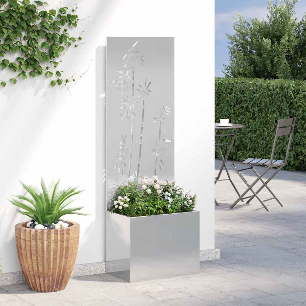 Vaso da Giardino con Pannello Decorativo Argento 50 x 140 cm