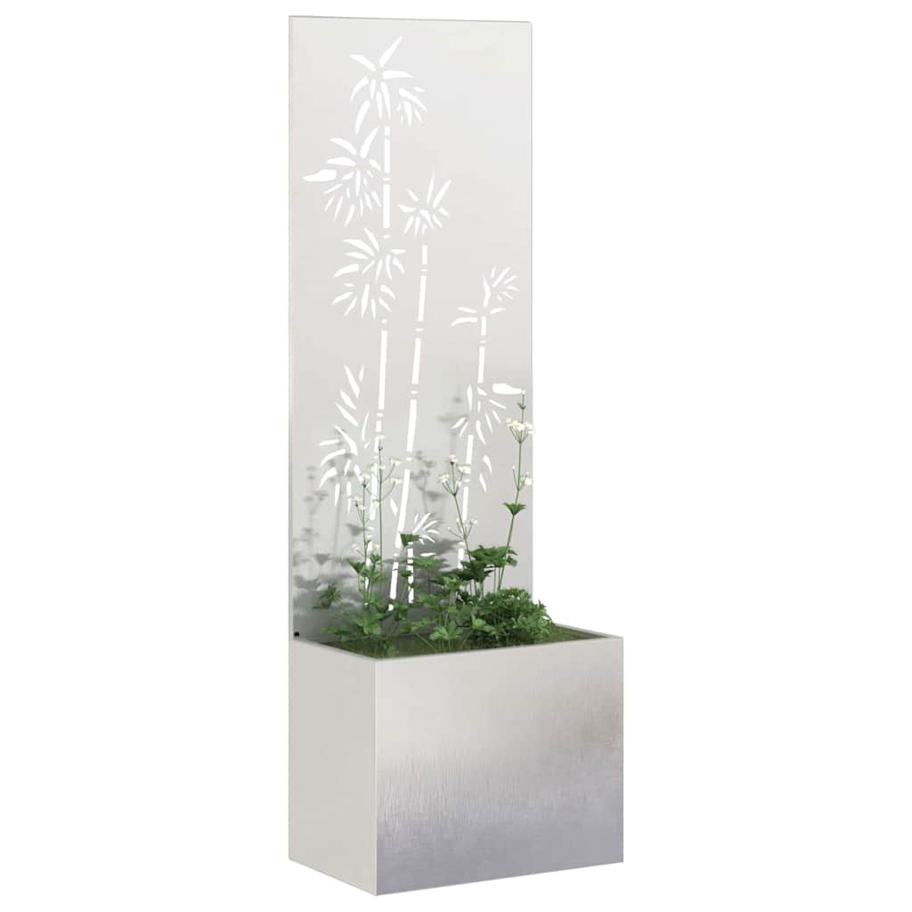 Vaso da Giardino con Pannello Decorativo Argento 50 x 140 cm