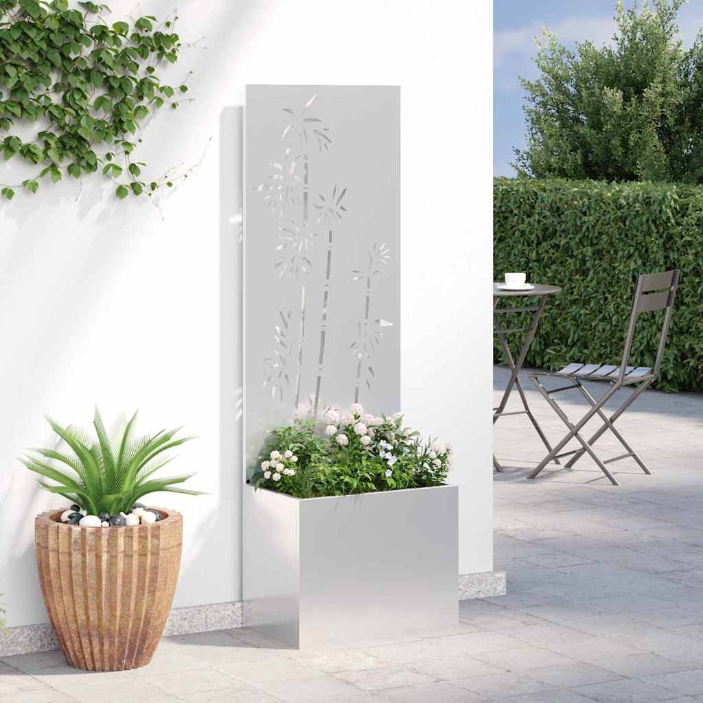 Vaso da Giardino con Pannello Decorativo Argento 50 x 140 cm