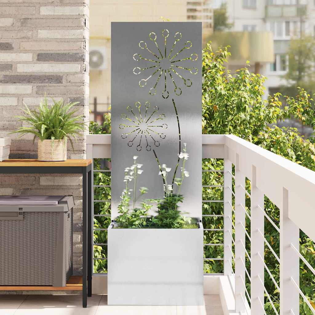 Vaso da Giardino con Pannello Decorativo Argento 50 x 140 cm