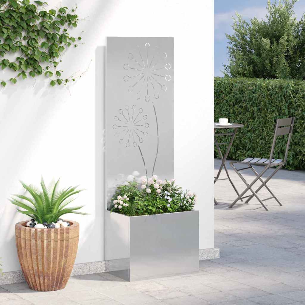Vaso da Giardino con Pannello Decorativo Argento 50 x 140 cm