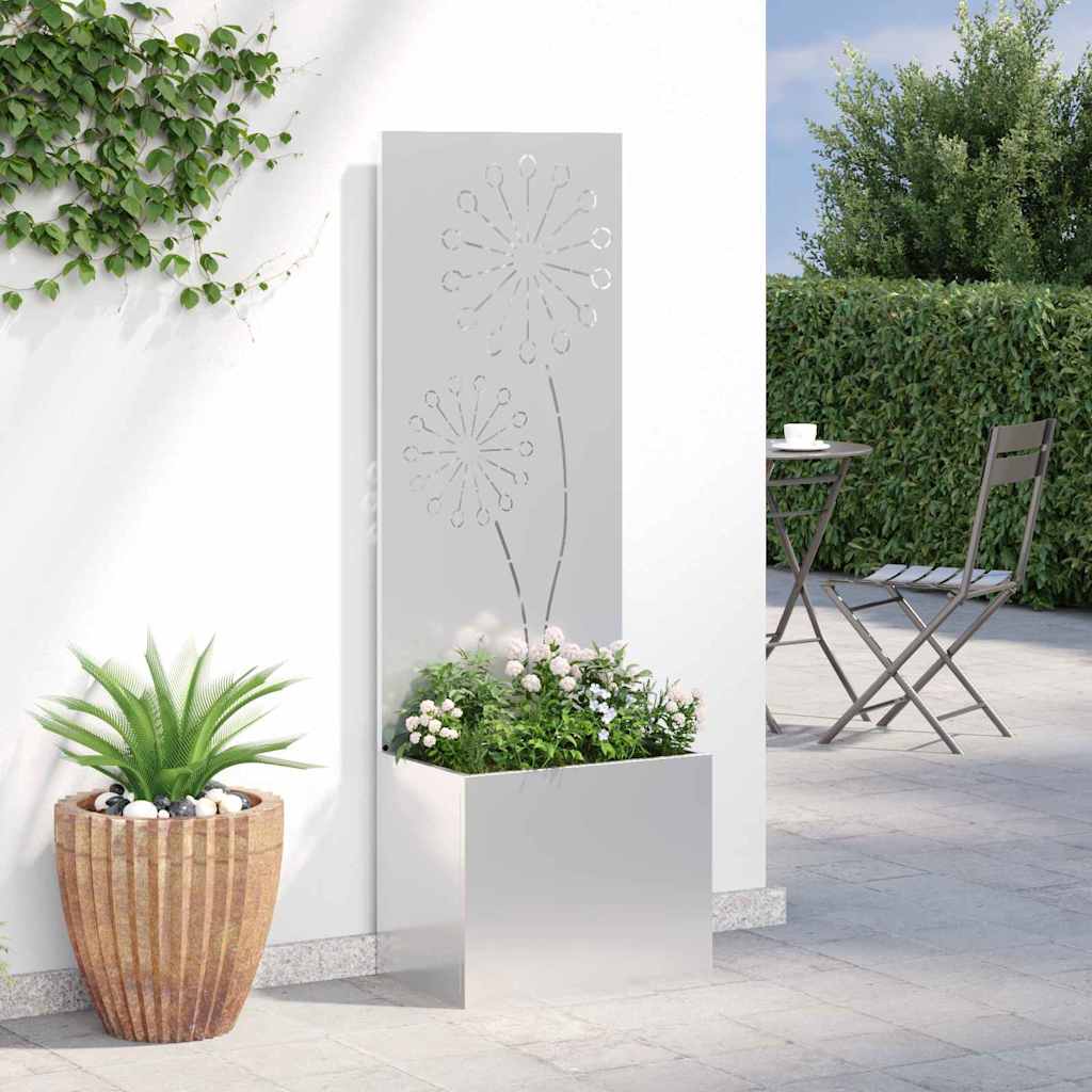 Vaso da Giardino con Pannello Decorativo Argento 50 x 140 cm