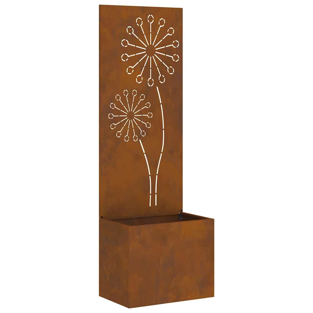 Vaso da Giardino con Pannello Decorativo Ruggine 50 x 140 cm