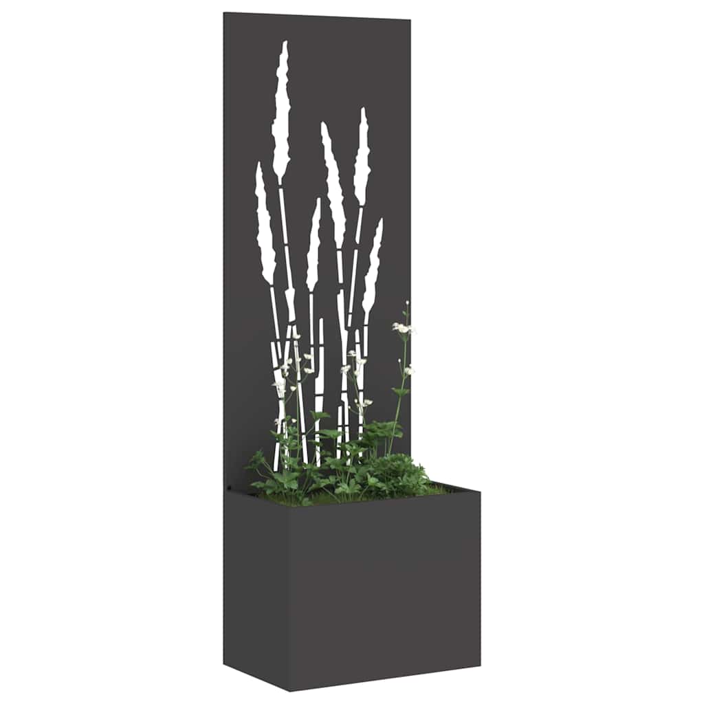 Vaso da Giardino con Pannello Decorativo Nero 50 x 140 cm