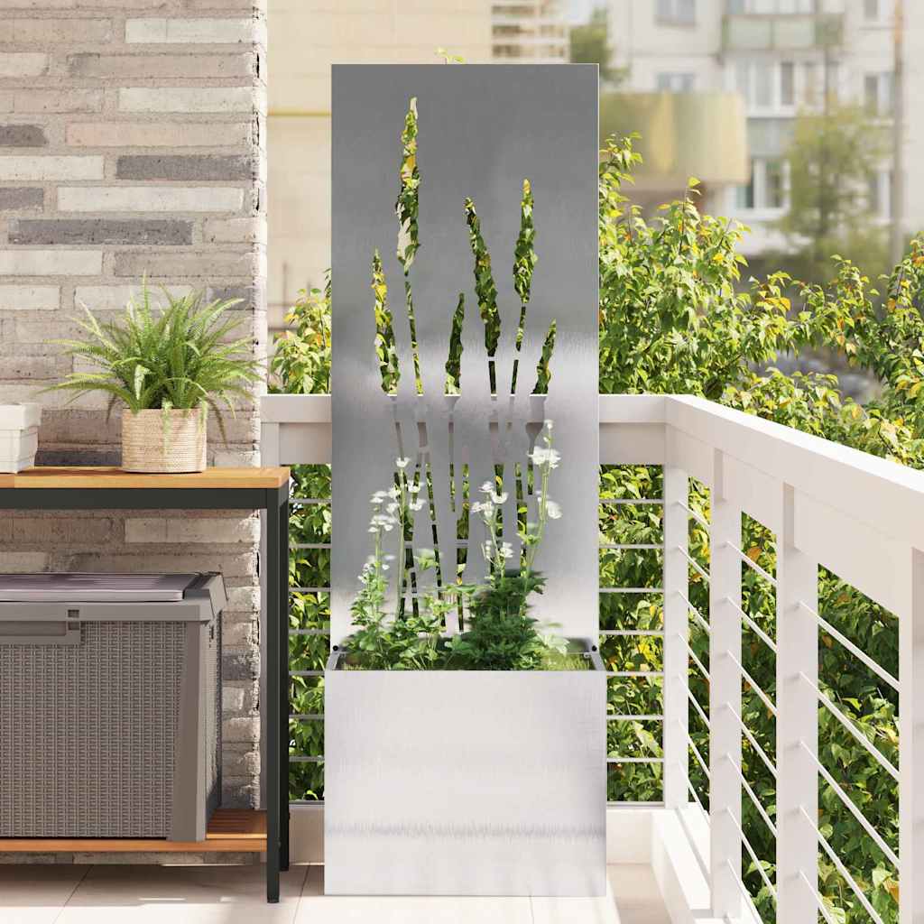 Vaso da Giardino con Pannello Decorativo Argento 50 x 140 cm