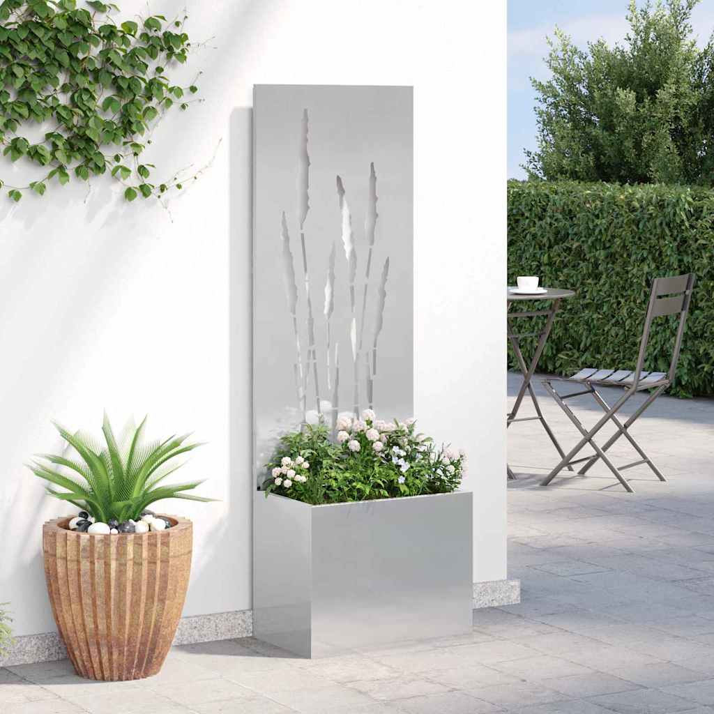 Vaso da Giardino con Pannello Decorativo Argento 50 x 140 cm