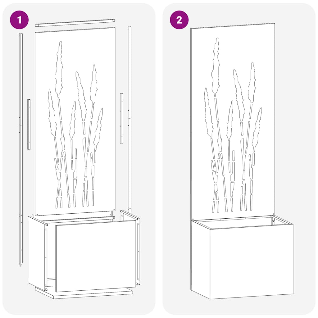 Vaso da Giardino con Pannello Decorativo Argento 50 x 140 cm