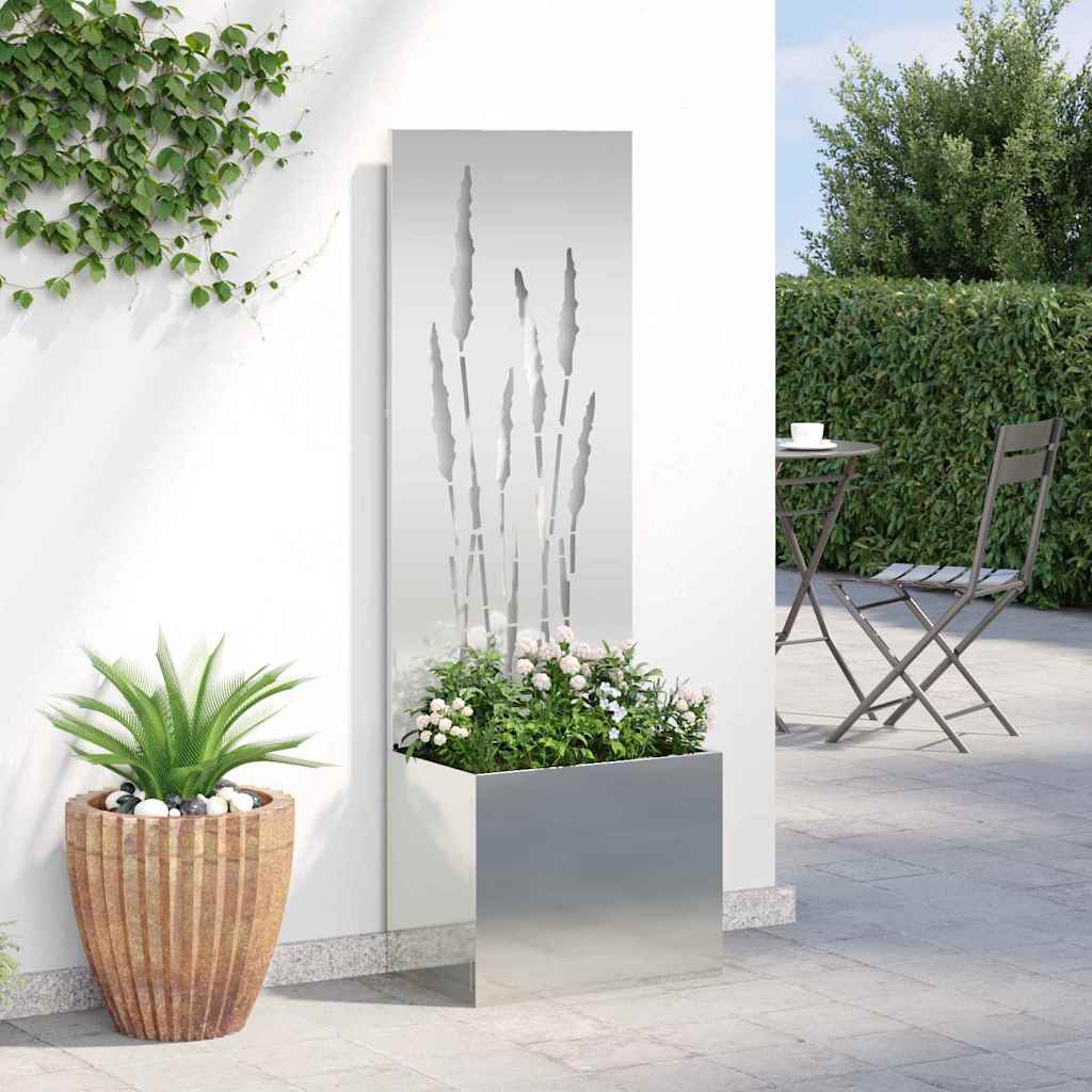 Vaso da Giardino con Pannello Decorativo Argento 50 x 140 cm