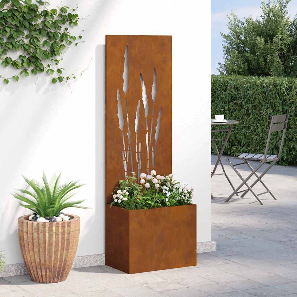 Vaso da Giardino con Pannello Decorativo Ruggine 50 x 140 cm