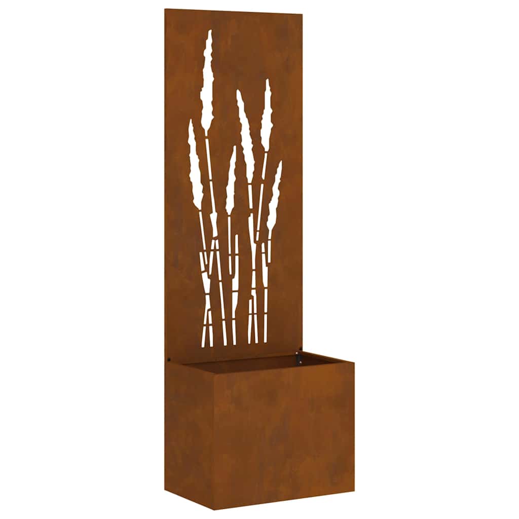Vaso da Giardino con Pannello Decorativo Ruggine 50 x 140 cm