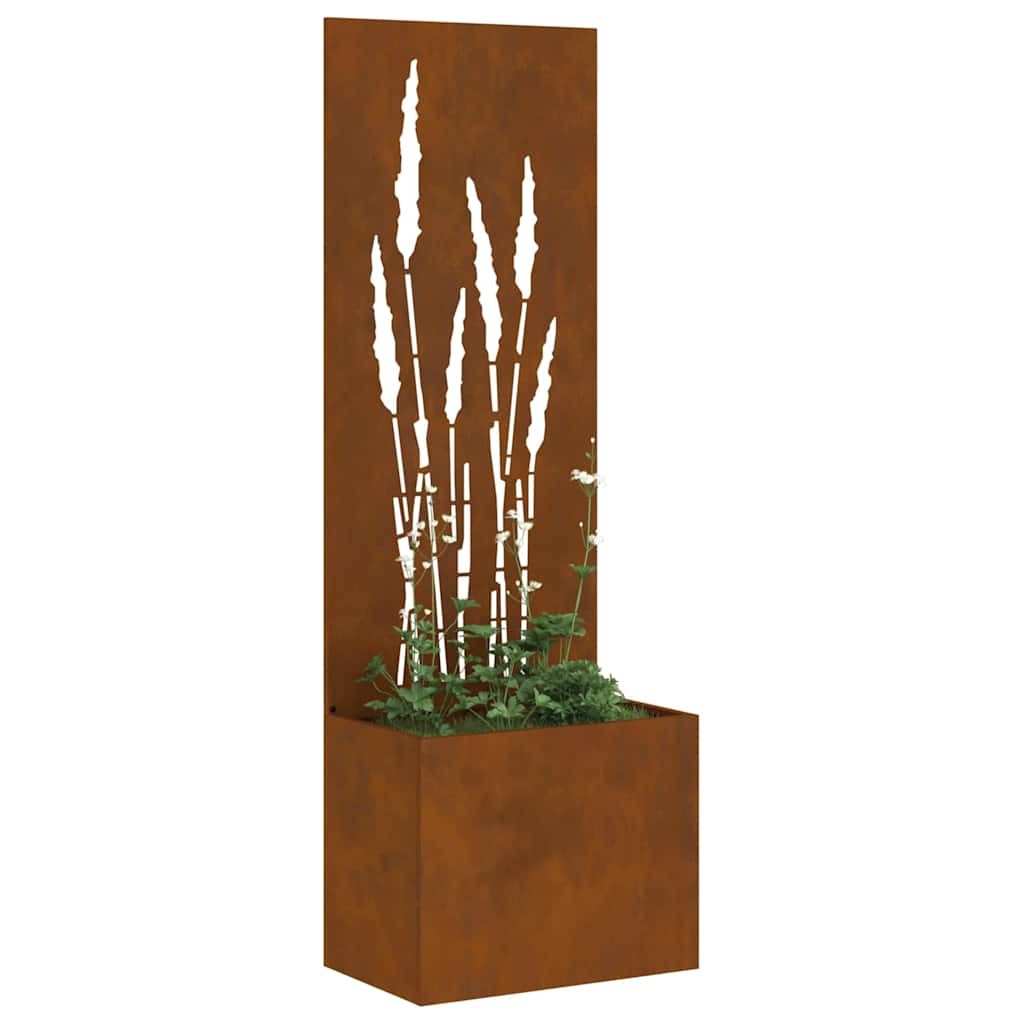 Vaso da Giardino con Pannello Decorativo Ruggine 50 x 140 cm