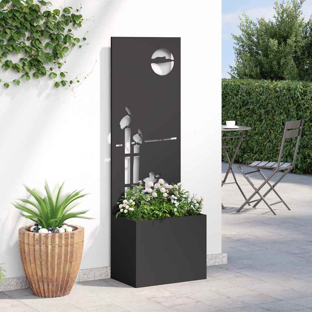 Vaso da Giardino con Pannello Decorativo Nero 50 x 140 cm