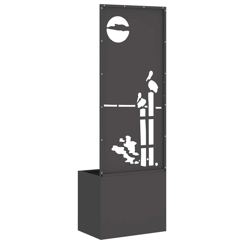 Vaso da Giardino con Pannello Decorativo Nero 50 x 140 cm
