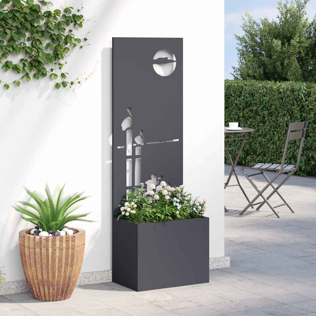 Vaso da Giardino con Pannello Decorativo Antracite 50 x 140 cm
