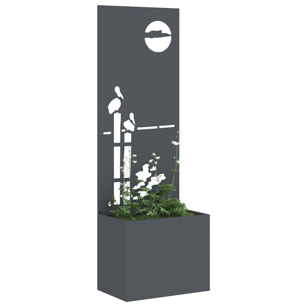 Vaso da Giardino con Pannello Decorativo Antracite 50 x 140 cm