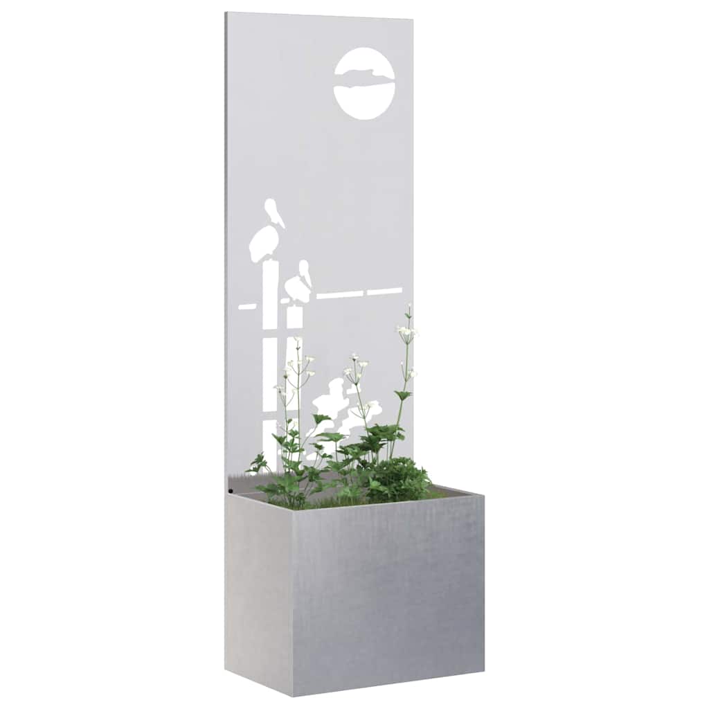 Vaso da Giardino con Pannello Decorativo Argento 50 x 140 cm