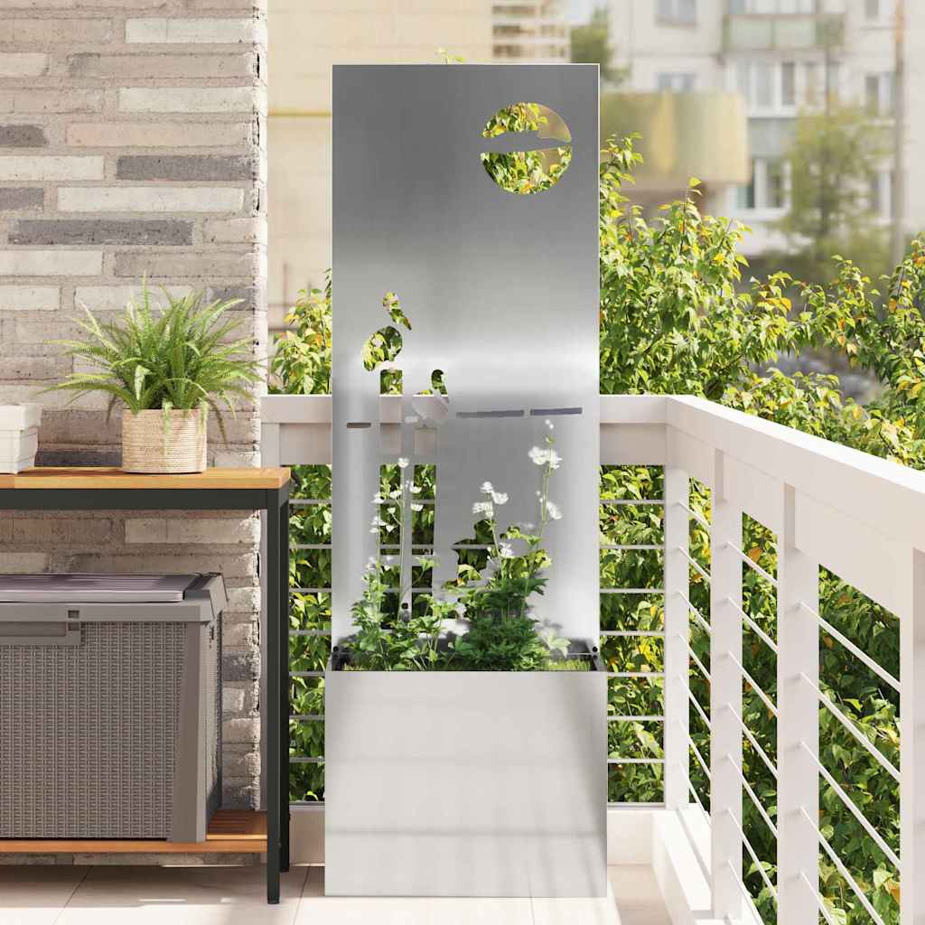 Vaso da Giardino con Pannello Decorativo Argento 50 x 140 cm