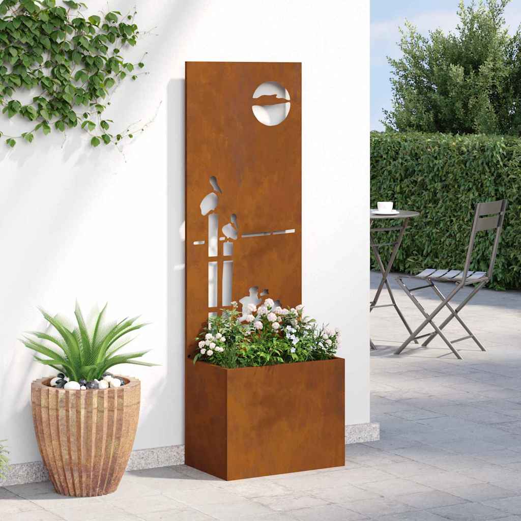 Vaso da Giardino con Pannello Decorativo Ruggine 50 x 140 cm