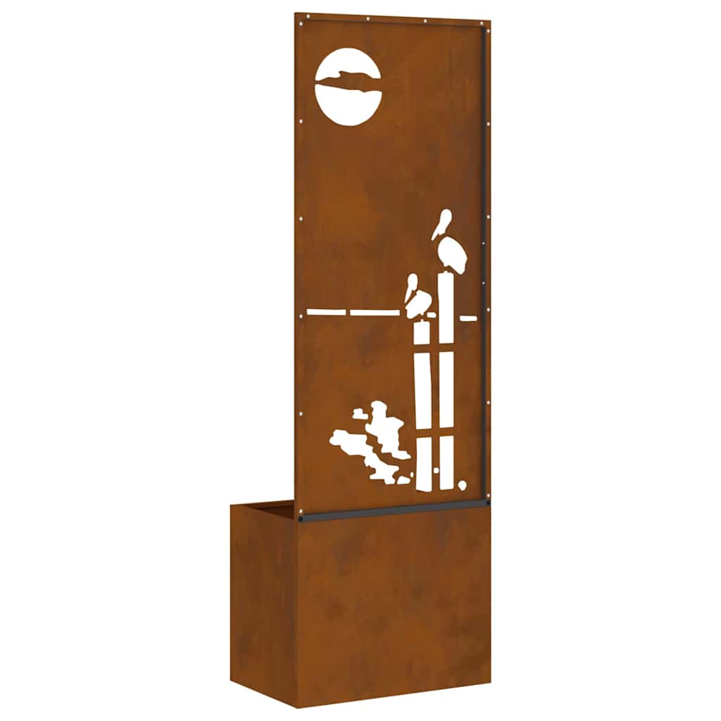 Vaso da Giardino con Pannello Decorativo Ruggine 50 x 140 cm