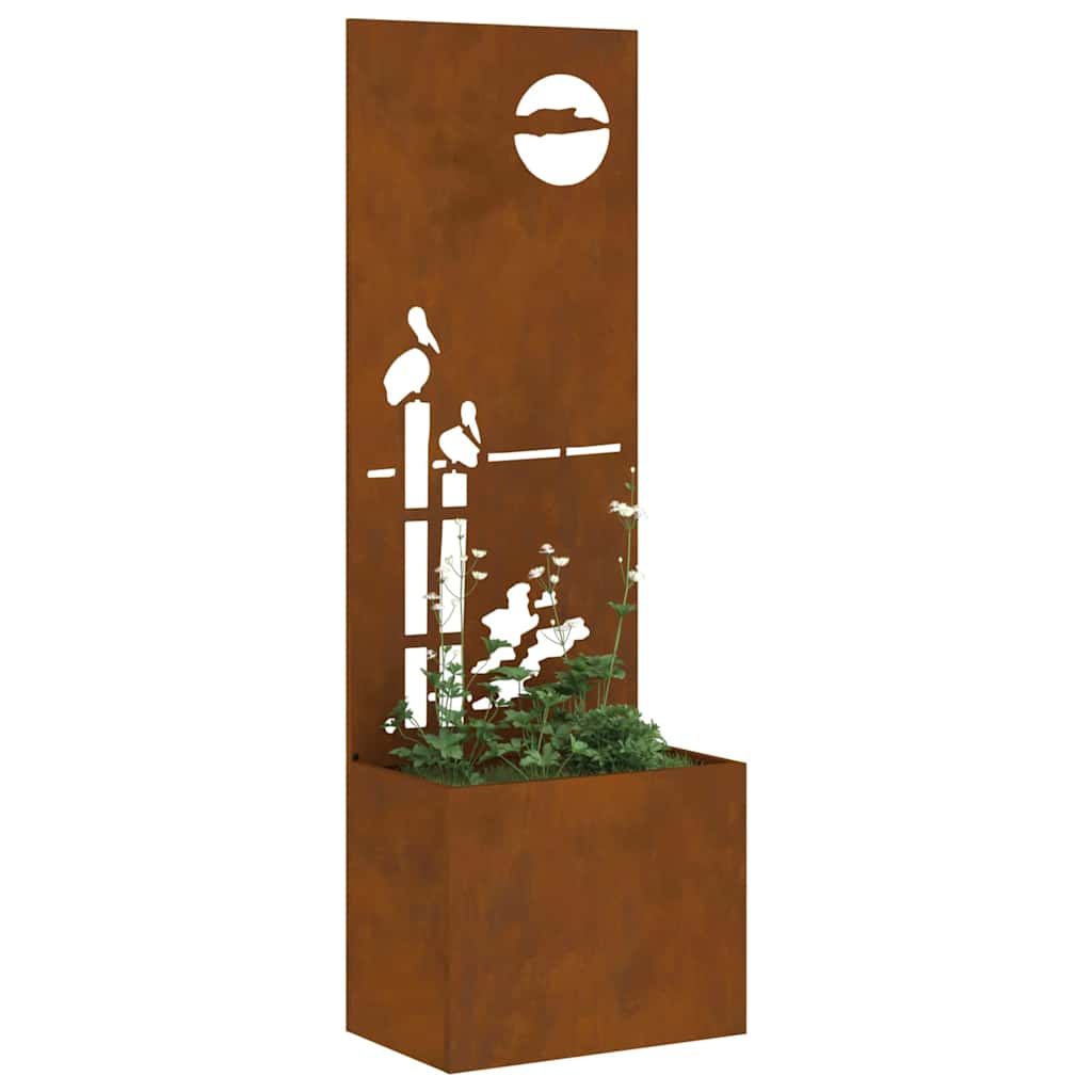 Vaso da Giardino con Pannello Decorativo Ruggine 50 x 140 cm