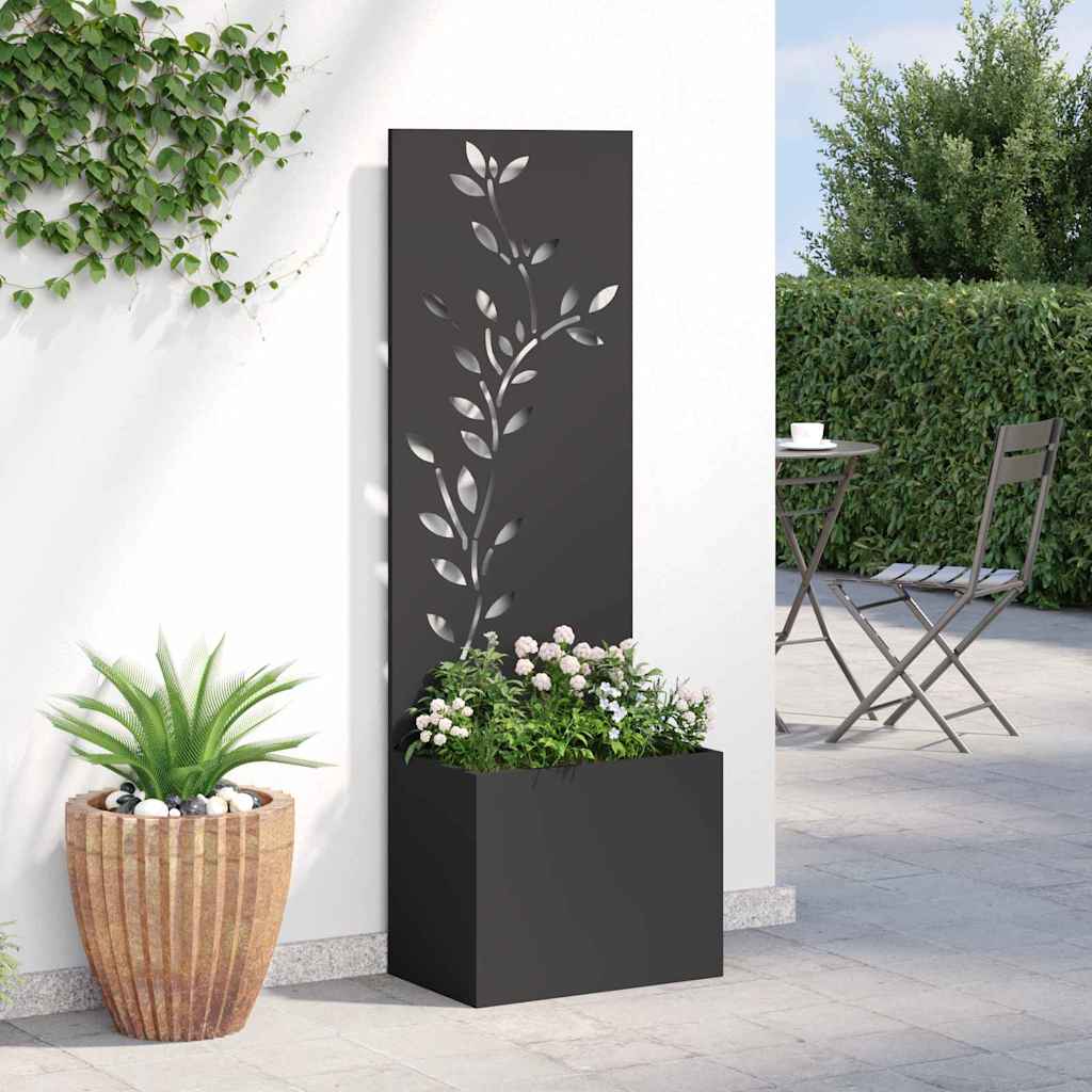 Vaso da Giardino con Pannello Decorativo Nero 50 x 140 cm
