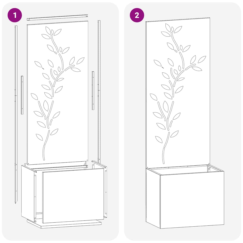 Vaso da Giardino con Pannello Decorativo Argento 50 x 140 cm