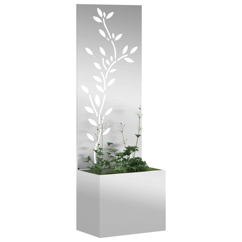 Vaso da Giardino con Pannello Decorativo Argento 50 x 140 cm
