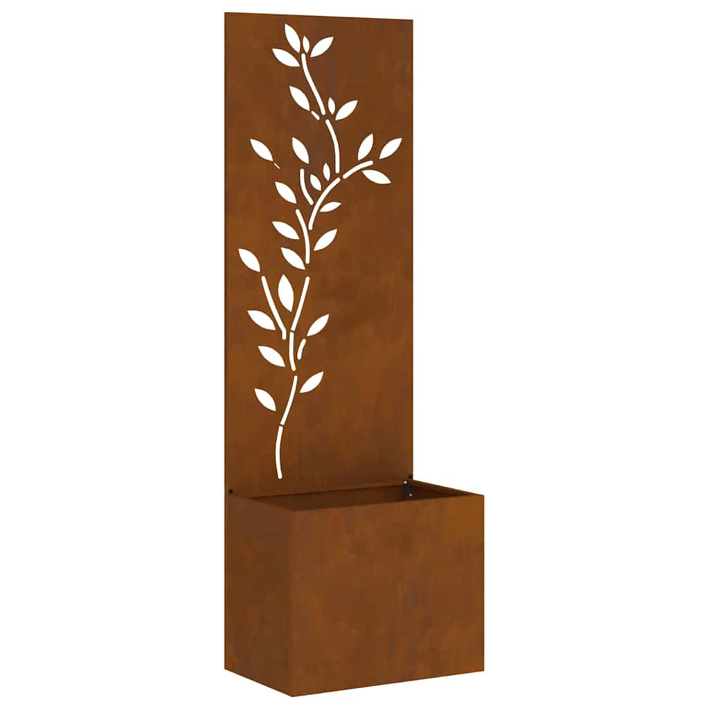 Vaso da Giardino con Pannello Decorativo Ruggine 50 x 140 cm