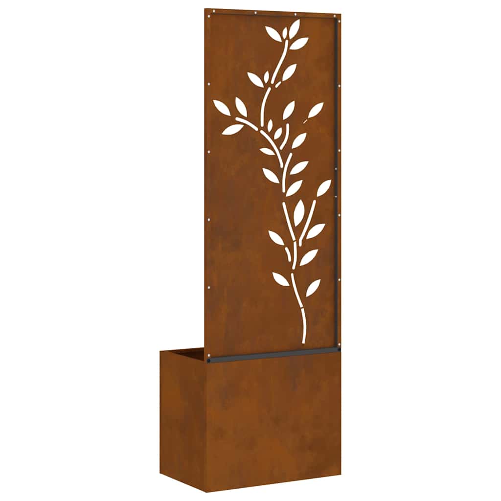 Vaso da Giardino con Pannello Decorativo Ruggine 50 x 140 cm