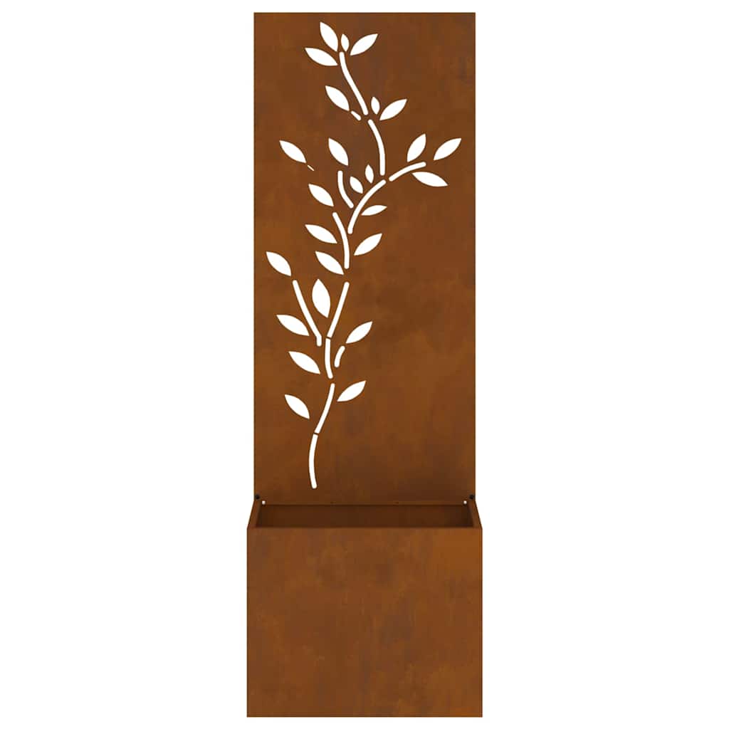 Vaso da Giardino con Pannello Decorativo Ruggine 50 x 140 cm