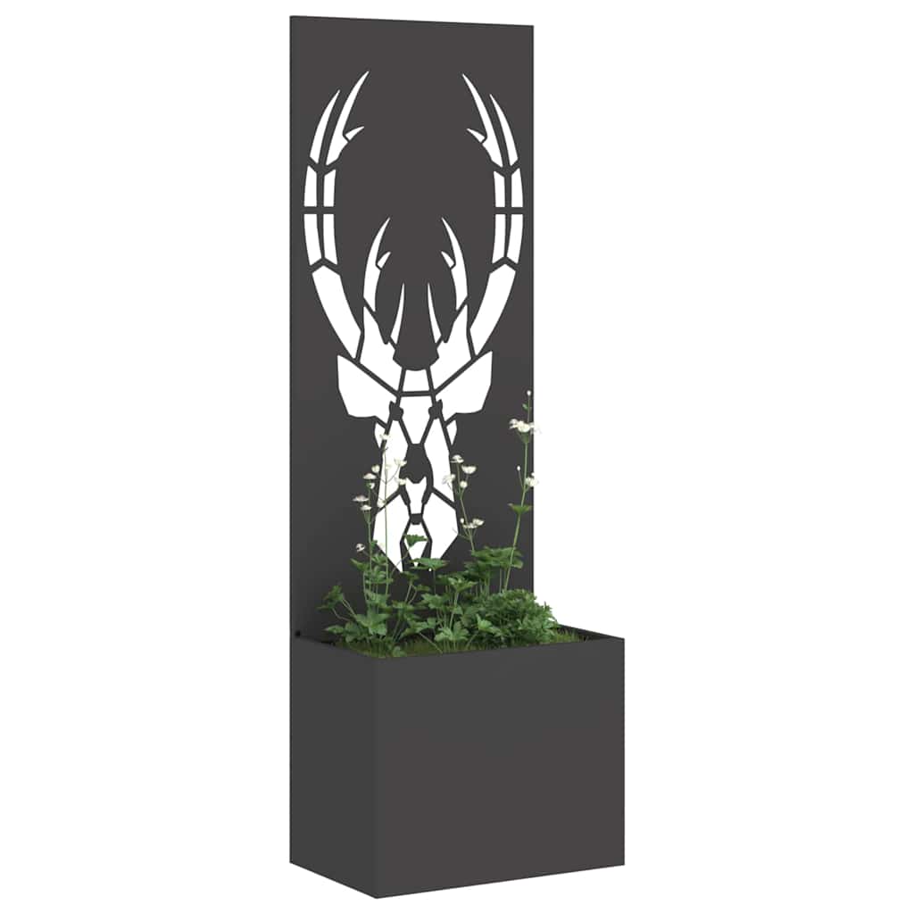 Vaso da Giardino con Pannello Decorativo Nero 50 x 140 cm