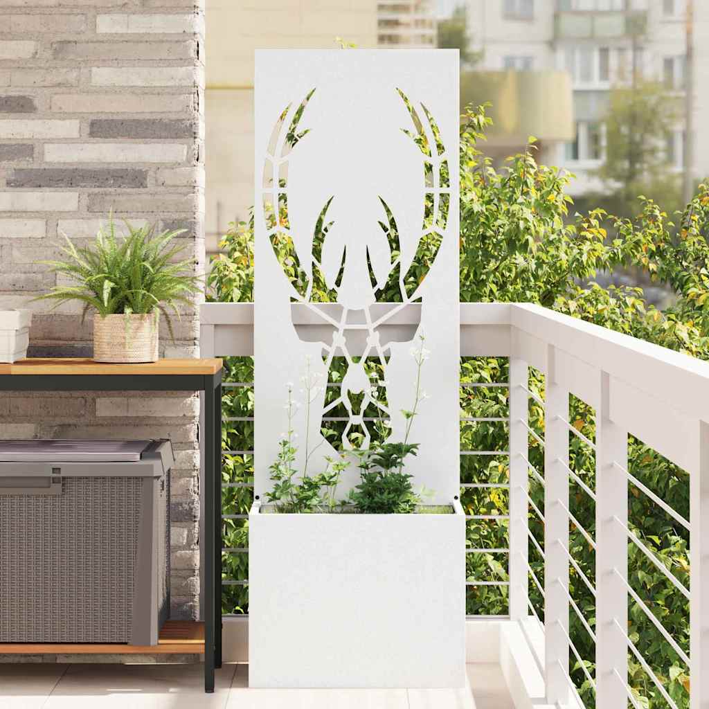 Vaso da Giardino con Pannello Decorativo Bianco 50 x 140 cm
