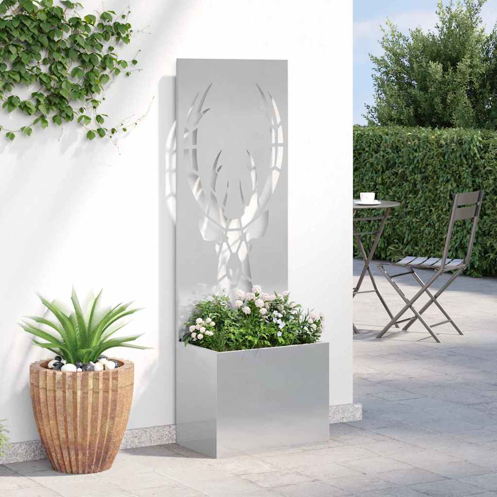 Vaso da Giardino con Pannello Decorativo Argento 50 x 140 cm