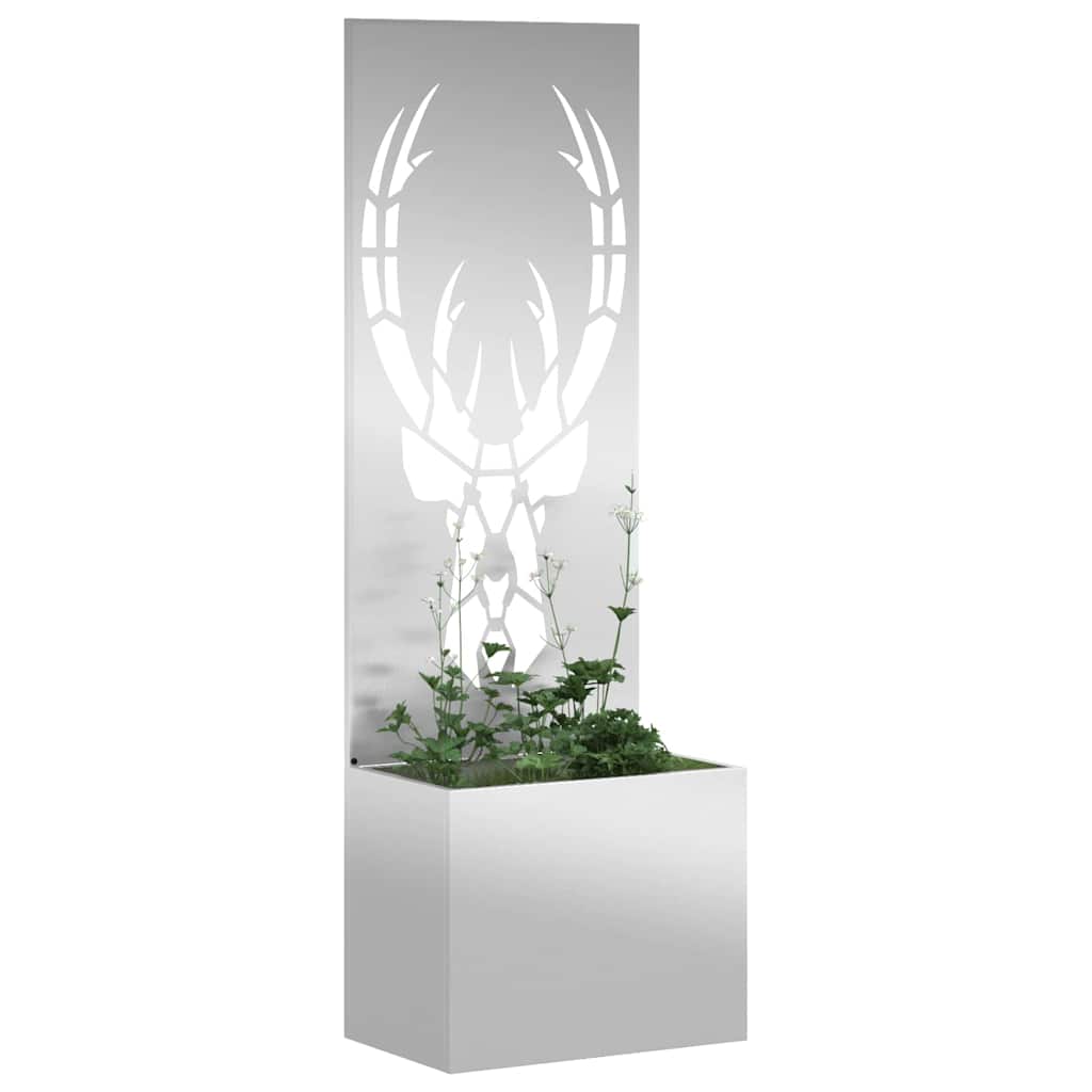 Vaso da Giardino con Pannello Decorativo Argento 50 x 140 cm